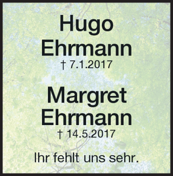 Traueranzeige von Margret/Hugo Ehrmann von Heidenheimer Zeitung