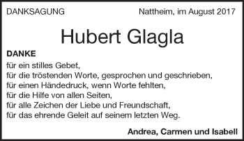 Traueranzeige von Hubert Glagla von Heidenheimer Zeitung