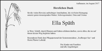 Traueranzeige von Ella Späth von Heidenheimer Zeitung
