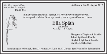 Traueranzeige von Ella Späth von Heidenheimer Zeitung