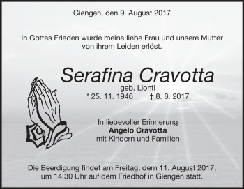 Traueranzeige von Serafina Cravotta von Heidenheimer Zeitung