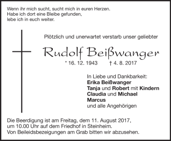 Traueranzeige von Rudolf Beißwanger von Heidenheimer Zeitung