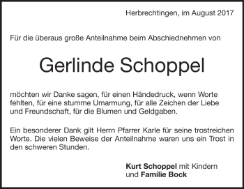 Traueranzeige von Gerlinde Schoppel von Heidenheimer Zeitung