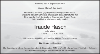 Traueranzeige von Traude Rasch von Heidenheimer Zeitung