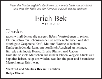 Traueranzeige von Erich Bek von Heidenheimer Zeitung