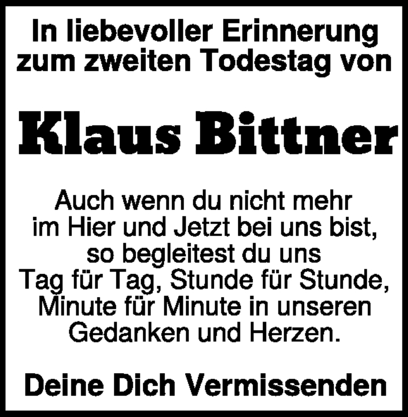  Traueranzeige für Klaus Bittner vom 11.01.2018 aus Heidenheimer Zeitung