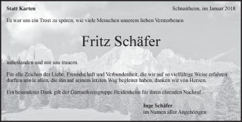 Traueranzeige von Fritz Schäfer von Heidenheimer Zeitung