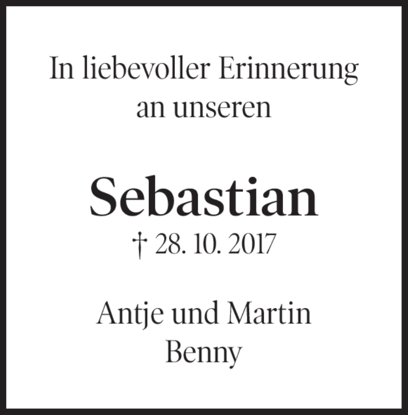  Traueranzeige für Sebastian Wiedmann vom 27.10.2018 aus Heidenheimer Zeitung