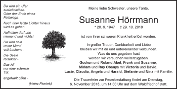 Traueranzeige von Susanne  Hörrmann von Heidenheimer Zeitung