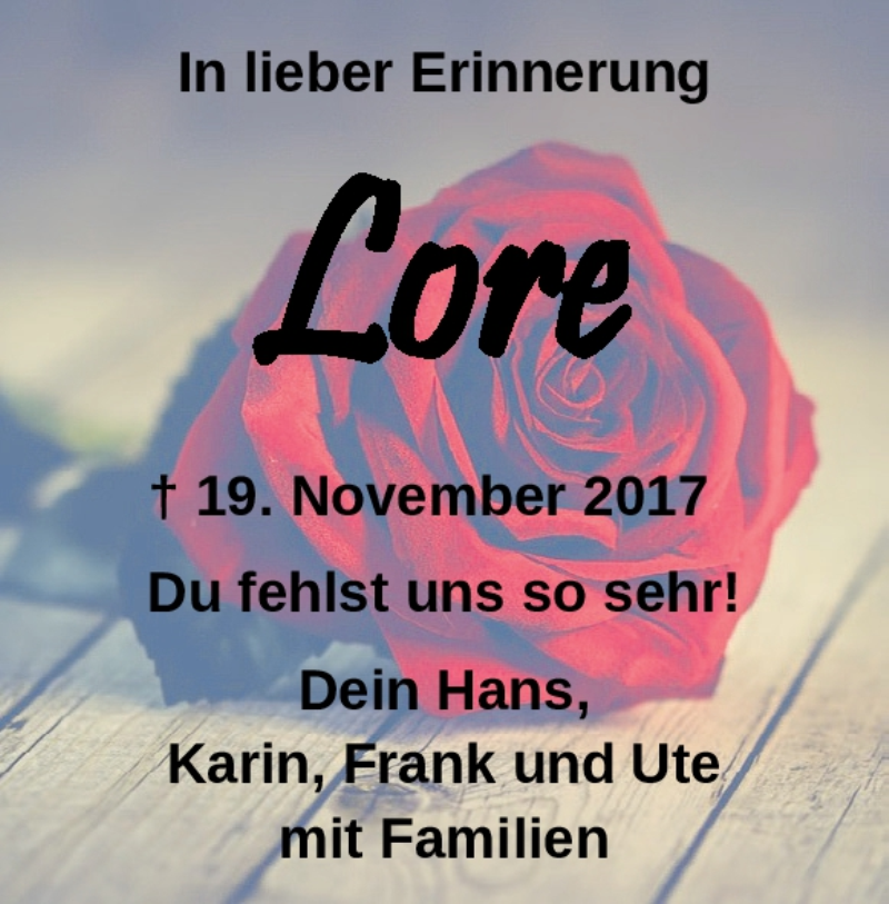  Traueranzeige für Lore Beißwanger vom 19.11.2018 aus Heidenheimer Zeitung