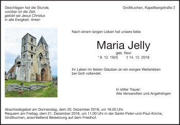 Traueranzeige von Maria Jelly von Heidenheimer Zeitung