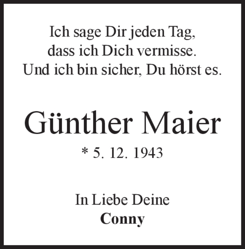  Traueranzeige für Günther Maier vom 05.12.2018 aus Heidenheimer Zeitung