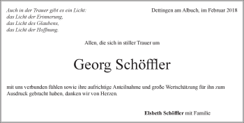 Traueranzeige von Georg Schöffler von Heidenheimer Zeitung