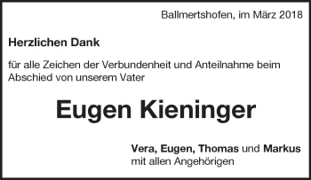 Traueranzeige von Eugen Kieninger von Heidenheimer Zeitung