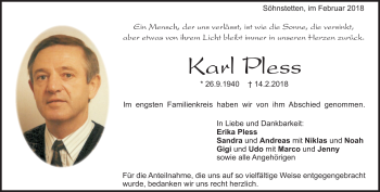 Traueranzeige von Karl Pless von Heidenheimer Zeitung