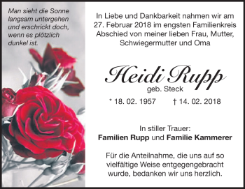 Traueranzeige von Heidi Rupp von Heidenheimer Zeitung