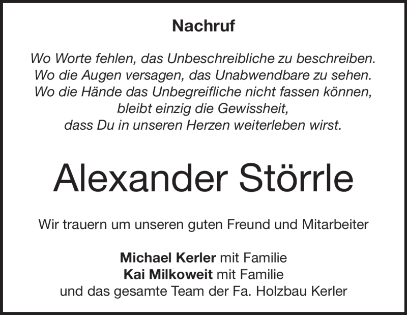  Traueranzeige für Alexander Störrle vom 29.03.2018 aus Heidenheimer Zeitung