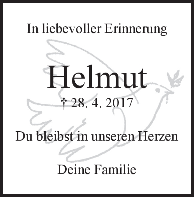  Traueranzeige für Helmut Kretschi vom 28.04.2018 aus Heidenheimer Zeitung