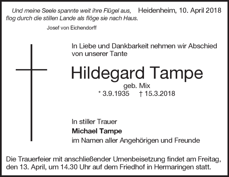  Traueranzeige für Georg Moser vom 10.04.2018 aus Heidenheimer Zeitung