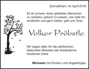 Traueranzeige von Volker Pröbstle von Heidenheimer Zeitung