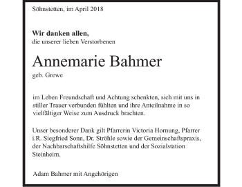 Traueranzeige von Annemarie Bahmer von Heidenheimer Zeitung