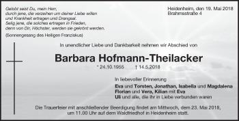 Traueranzeige von Barbara Hofmann-Theilacker von Heidenheimer Zeitung