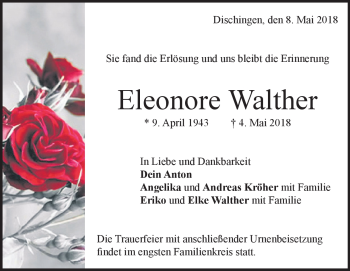 Traueranzeige von Eleonore Walther von Heidenheimer Zeitung