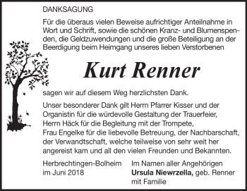 Traueranzeige von Kurt Renner von Heidenheimer Zeitung
