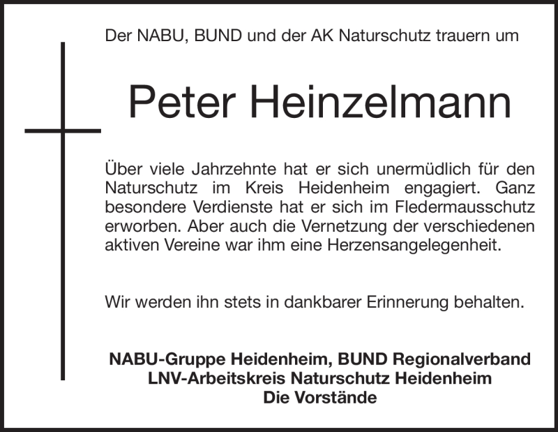  Traueranzeige für Peter Heinzelmann vom 06.09.2018 aus Heidenheimer Zeitung