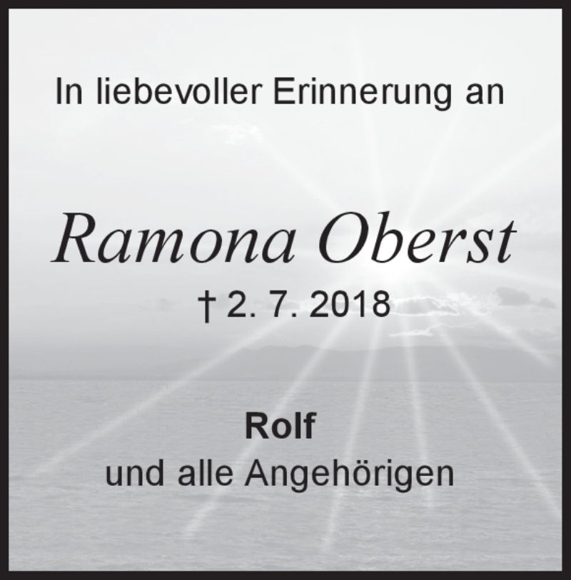  Traueranzeige für Ramona Oberst vom 02.01.2019 aus Heidenheimer Zeitung