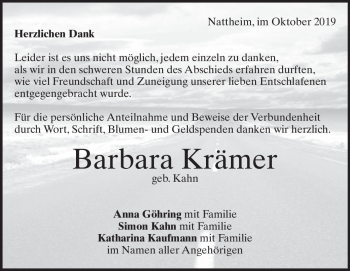 Traueranzeige von Barbara Krämer von Heidenheimer Zeitung