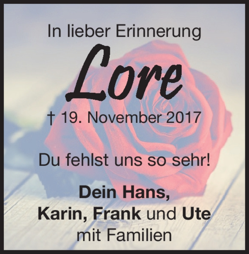  Traueranzeige für Lore Beißwanger vom 19.11.2019 aus Heidenheimer Zeitung