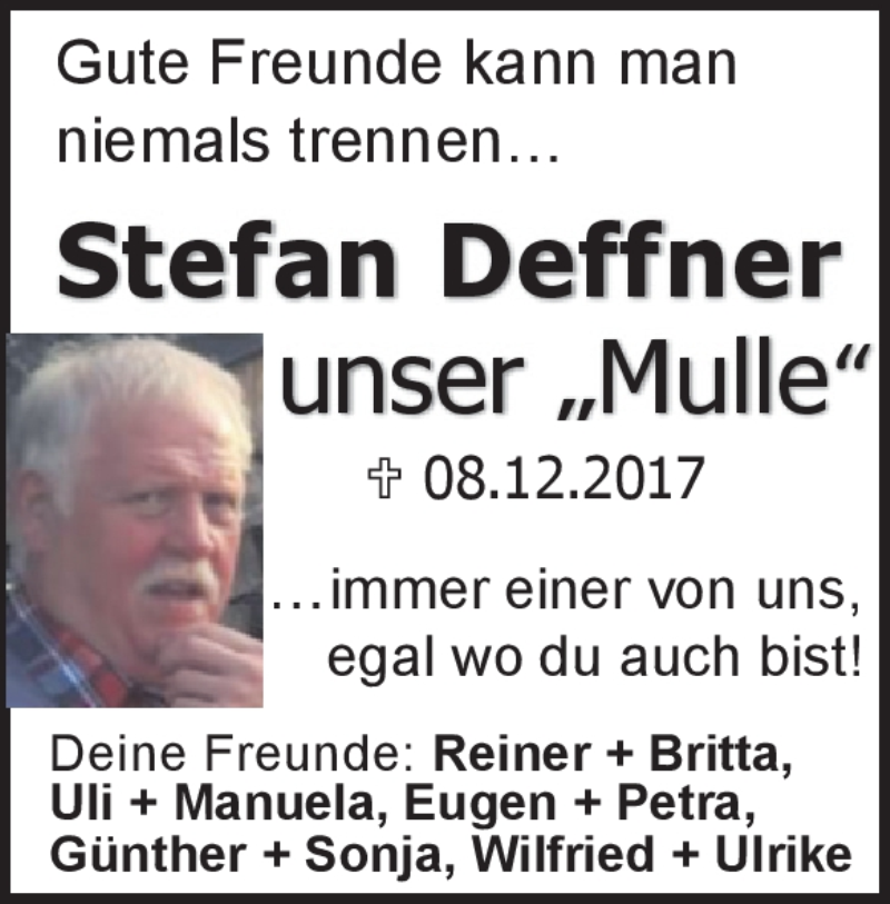  Traueranzeige für Stefan Deffner vom 07.12.2019 aus Heidenheimer Zeitung