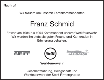 Traueranzeige von Franz Schmid von Heidenheimer Zeitung