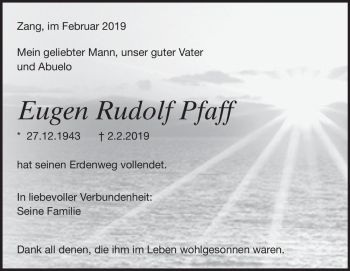Traueranzeige von Eugen Pfaff von Heidenheimer Zeitung