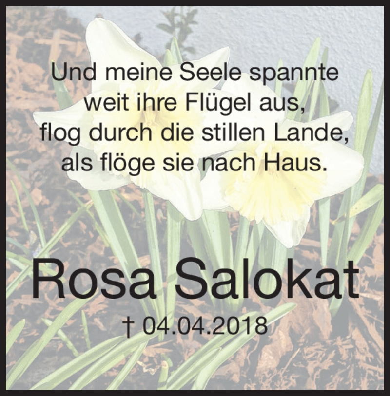  Traueranzeige für Rosa Salokat vom 04.04.2019 aus Heidenheimer Zeitung