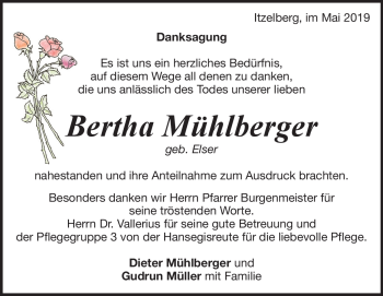 Traueranzeige von Bertha Mühlberger von Heidenheimer Zeitung