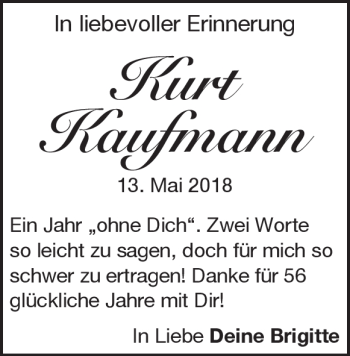 Traueranzeige von Kurt Kaufmann von Heidenheimer Zeitung