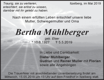 Traueranzeige von Bertha Mühlberger von Heidenheimer Zeitung