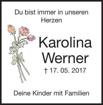 Traueranzeige von Karolina Werner von Heidenheimer Zeitung