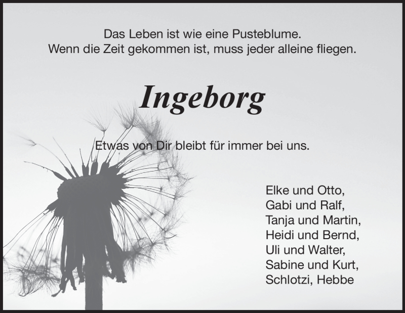  Traueranzeige für Ingeborg Feldmann vom 08.06.2019 aus Heidenheimer Zeitung