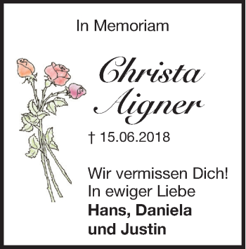 Traueranzeigen von Christa Aigner trauer.hz.de