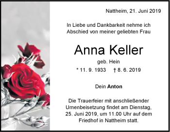 Traueranzeige von Anna Keller von Heidenheimer Zeitung