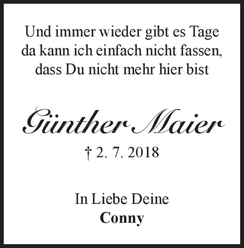  Traueranzeige für Günther Maier vom 02.07.2019 aus Heidenheimer Zeitung