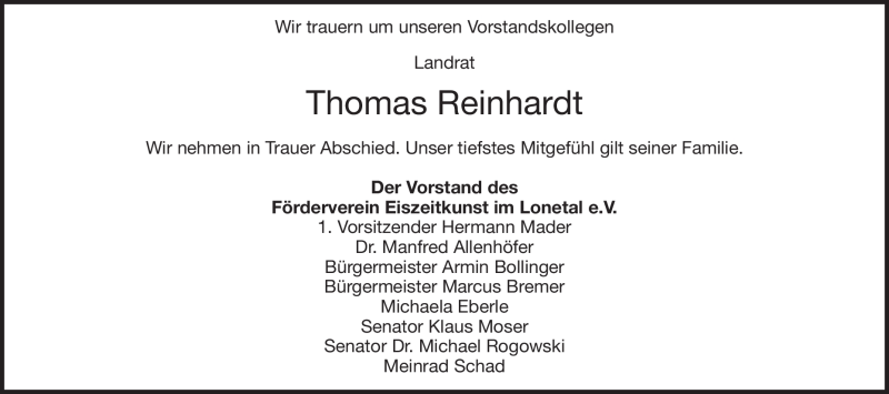  Traueranzeige für Thomas Reinhardt vom 16.07.2019 aus Heidenheimer Zeitung