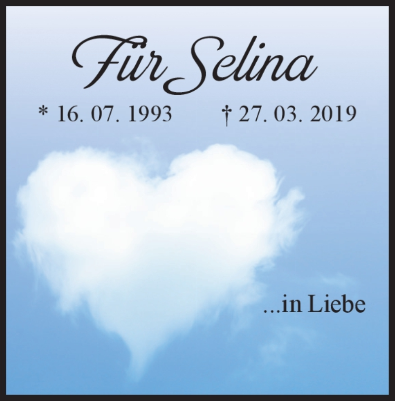  Traueranzeige für Selina Rembold vom 16.07.2019 aus Heidenheimer Zeitung