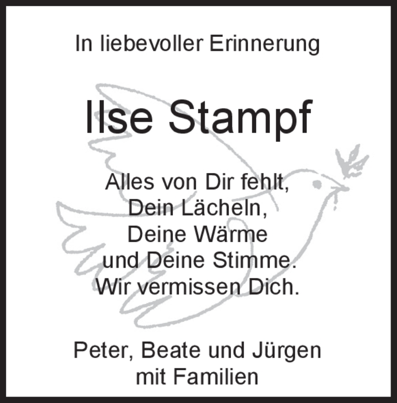  Traueranzeige für Ilse Stampf vom 09.07.2019 aus Heidenheimer Zeitung