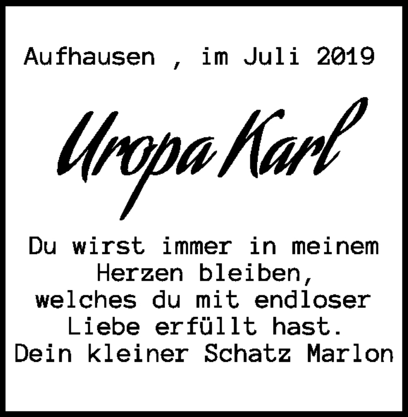 Traueranzeige für Karl Bauder vom 16.07.2019 aus Heidenheimer Zeitung