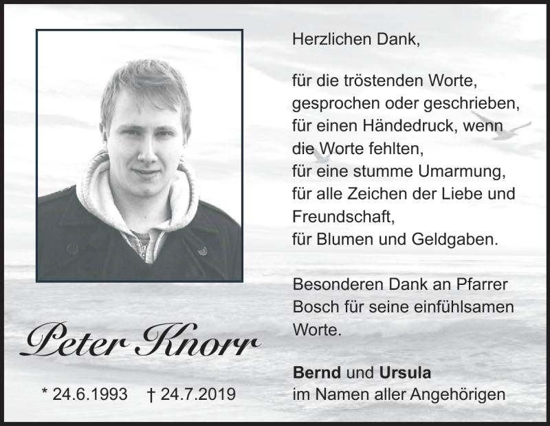  Traueranzeige für Peter Knorr vom 30.08.2019 aus Heidenheimer Zeitung