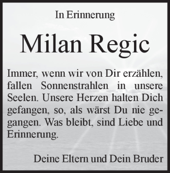 Traueranzeige von Milan Regic von Heidenheimer Zeitung